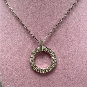 Greek Key Silver Circle Necklace